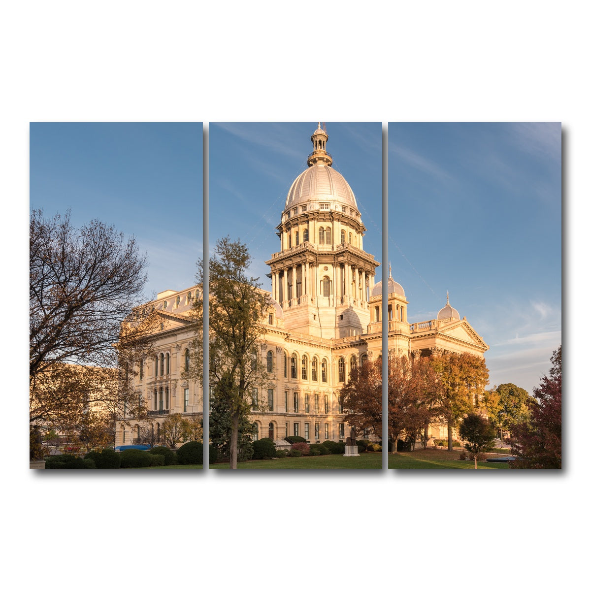 AUTO-MOCKUP WHITE | State Capitol in Springfield | 3 Piece | Gallery Wrap Canvas | group=12x24