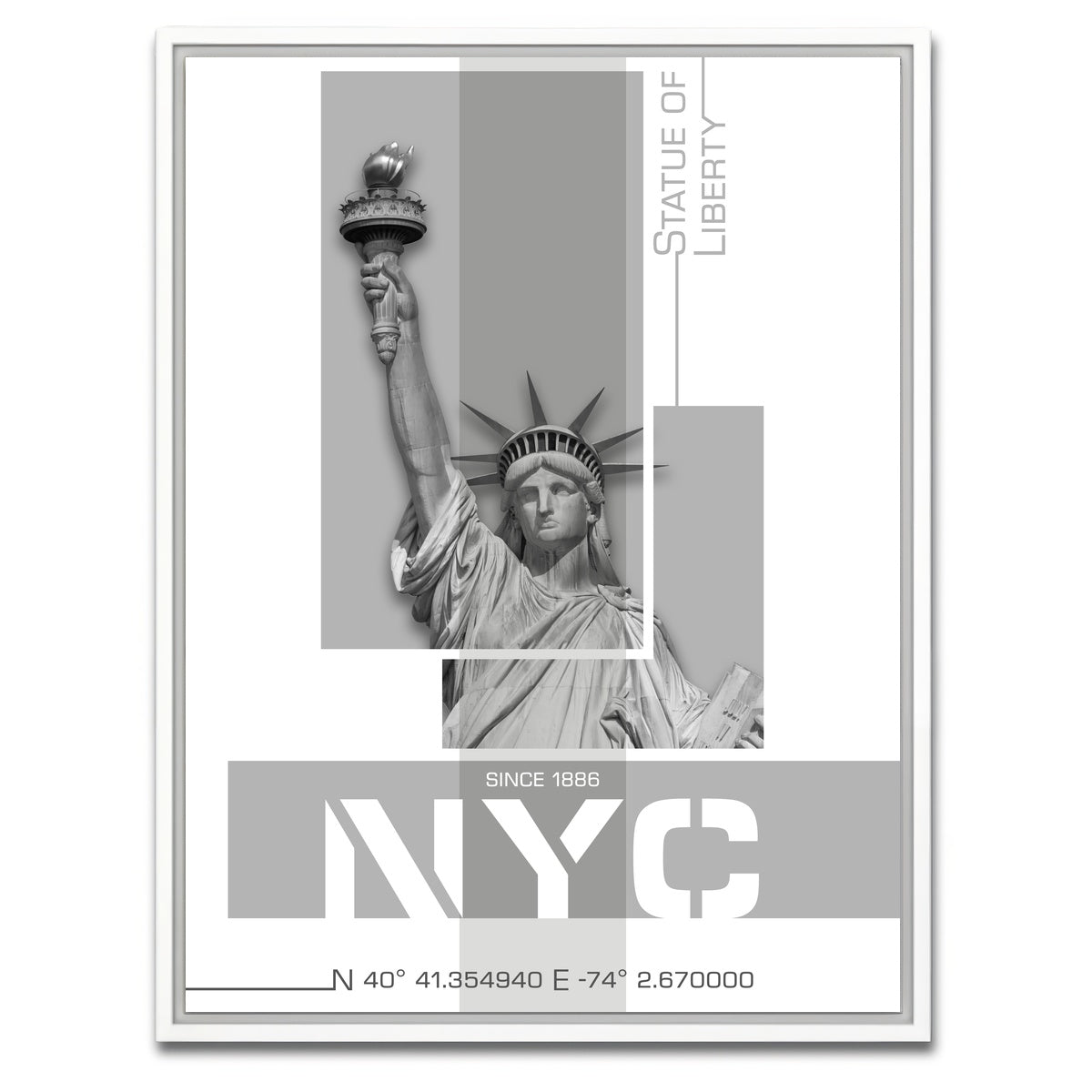 AUTO-MOCKUP WHITE | Statue of Liberty Poster Art | 1 Piece | White Framed Canvas | group=3x4