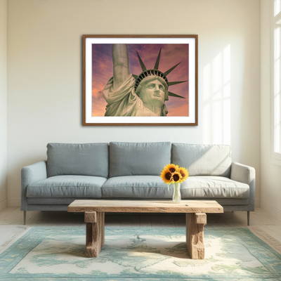 AUTO-MOCKUP ROOM | Statue of Liberty at Sunset Wall Art