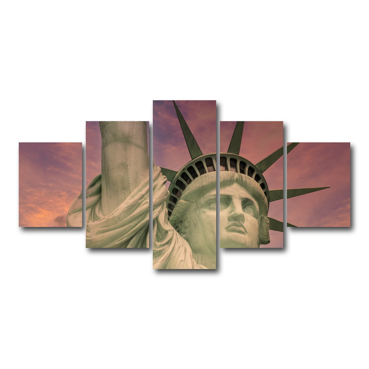 AUTO-MOCKUP WHITE | Statue of Liberty at sunset | 5 Piece | Gallery Wrap Canvas | group=5_short