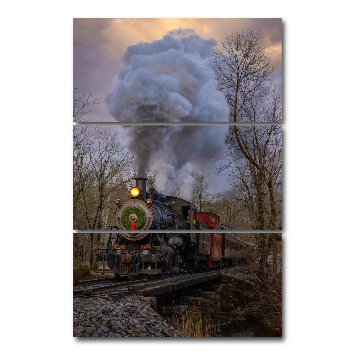 AUTO-MOCKUP WHITE | Steam Engine 40 | 3 Piece | Gallery Wrap Canvas | group=12x24_stacked
