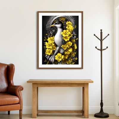 AUTO-MOCKUP ROOM | Steampunk Fantasy Bird Wall Art