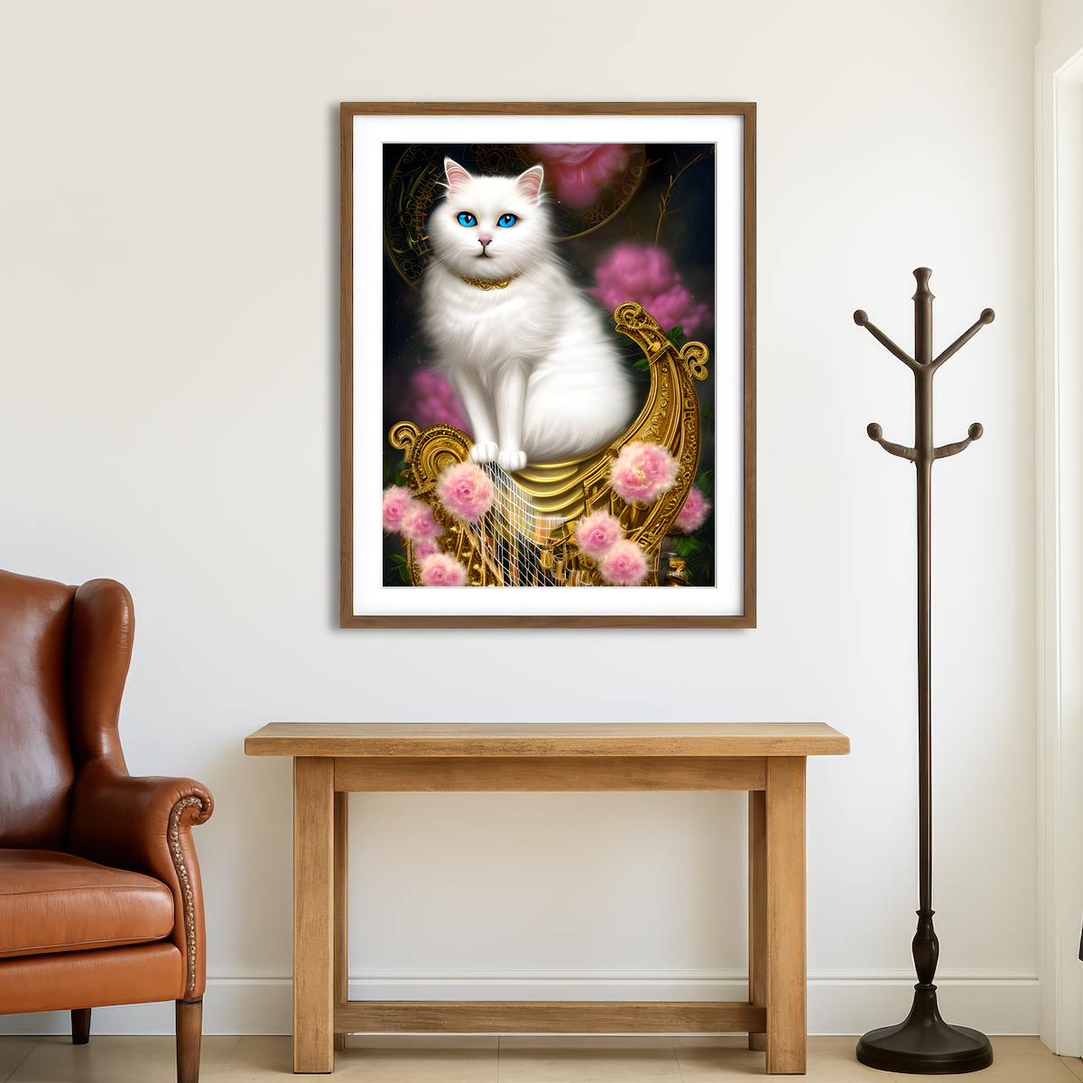 AUTO-MOCKUP ROOM | Steampunk Fantasy Cat Wall Art