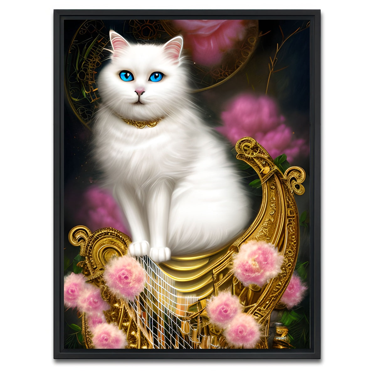 AUTO-MOCKUP WHITE | Steampunk Fantasy Cat | 1 Piece | Black Framed Canvas | group=3x4