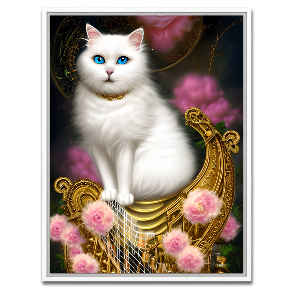 AUTO-MOCKUP WHITE | Steampunk Fantasy Cat | 1 Piece | White Framed Canvas | group=3x4