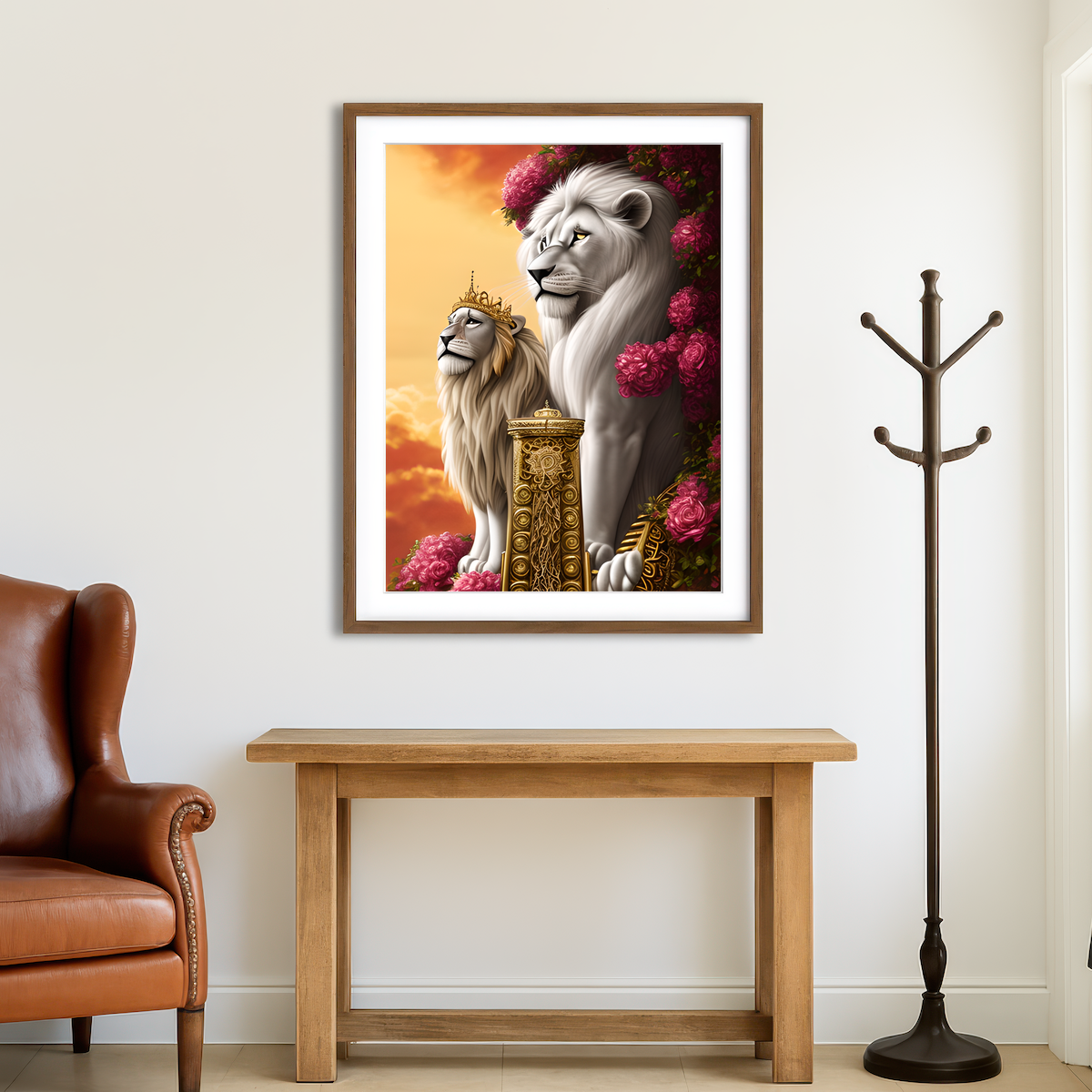 AUTO-MOCKUP ROOM | Steampunk Fantasy Lion King Wall Art