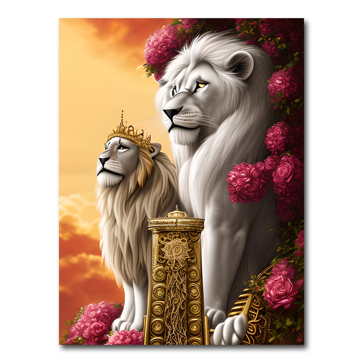 AUTO-MOCKUP WHITE | Steampunk Fantasy Lion King | 1 Piece | Gallery Wrap Canvas | group=3x4