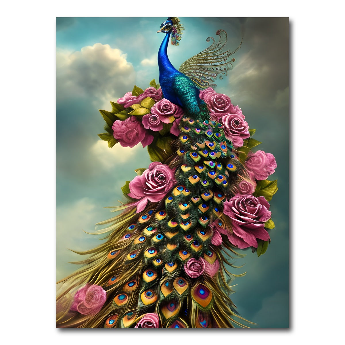AUTO-MOCKUP WHITE | Steampunk Fantasy Peacock | 1 Piece | Gallery Wrap Canvas | group=3x4