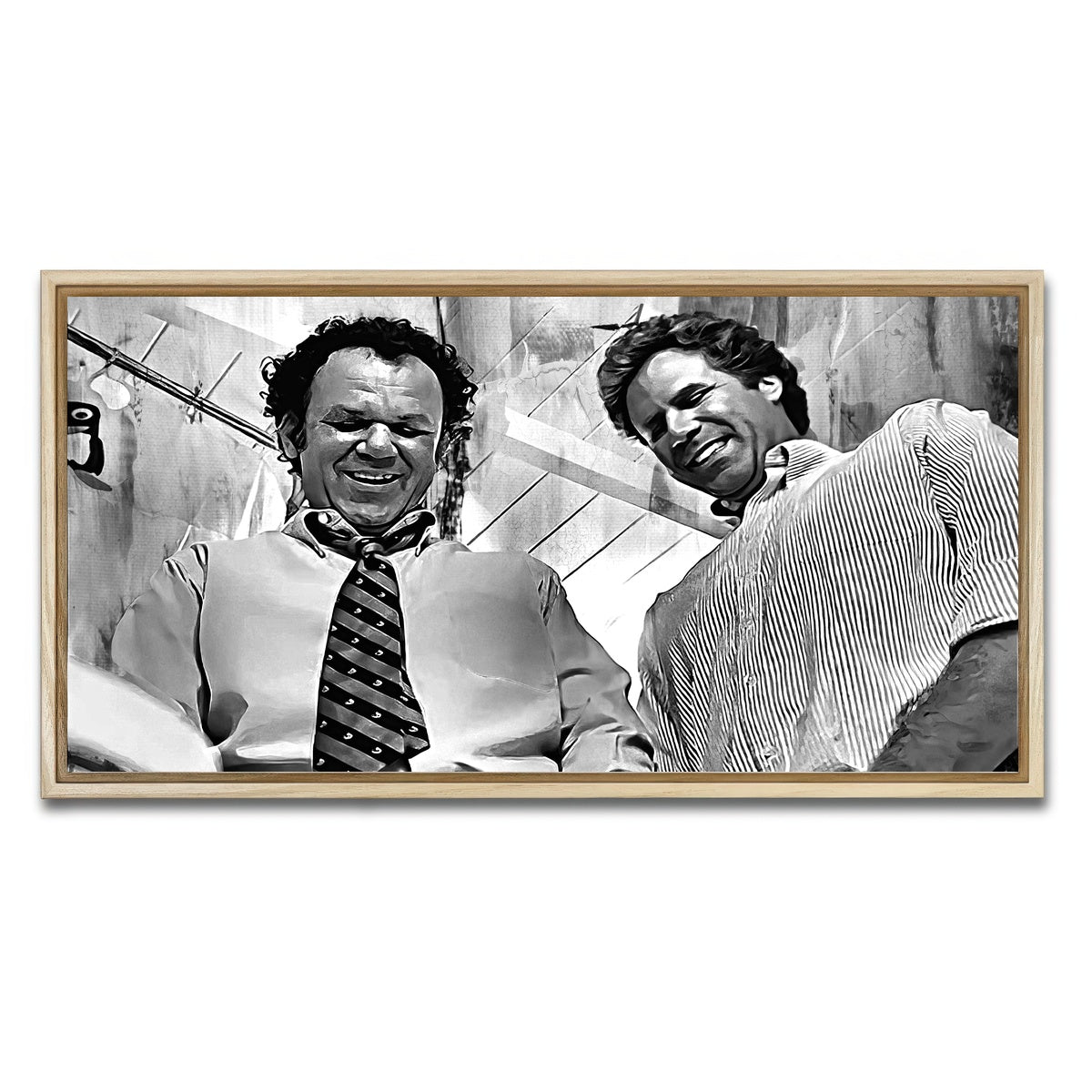 AUTO-MOCKUP WHITE | Step Brothers - Crossing Streams Grayscale | 1 Piece | Natural Framed Canvas | group=2x1