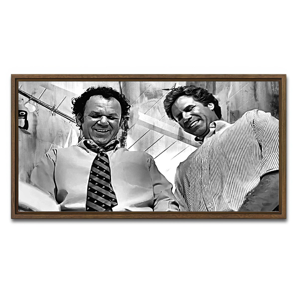 AUTO-MOCKUP WHITE | Step Brothers - Crossing Streams Grayscale | 1 Piece | Walnut Framed Canvas | group=2x1