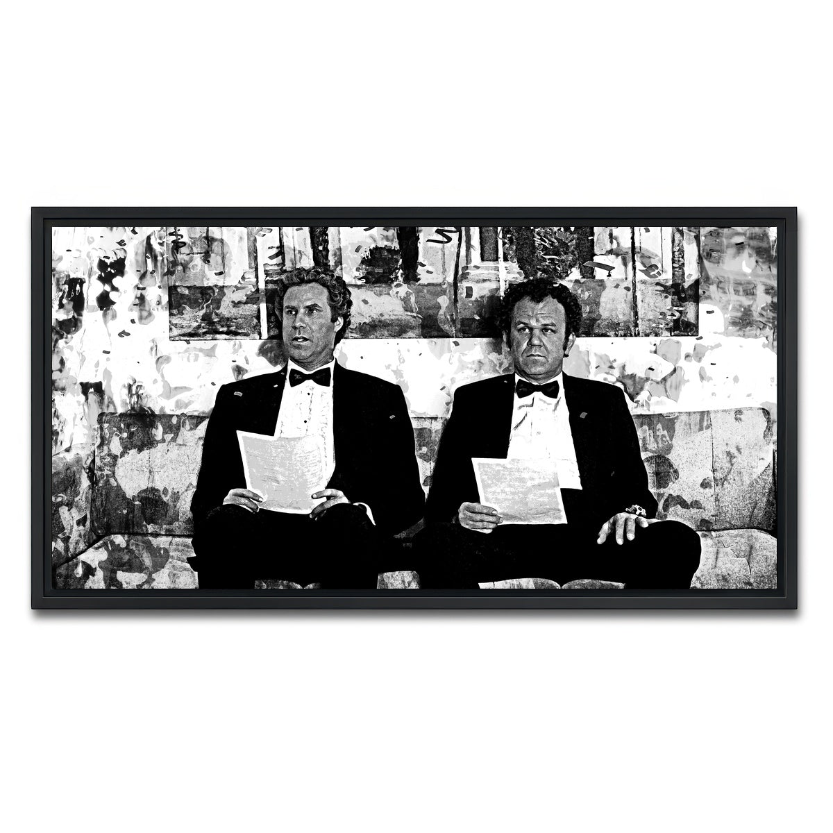 AUTO-MOCKUP WHITE | Step Brothers Grayscale | 1 Piece | Black Framed Canvas | group=2x1