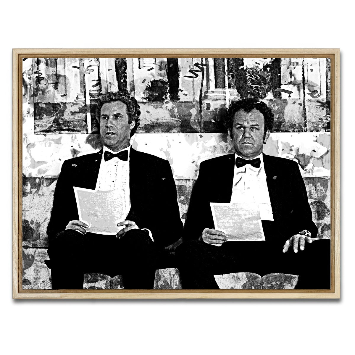 AUTO-MOCKUP WHITE | Step Brothers Grayscale | 1 Piece | Natural Framed Canvas | group=4x3