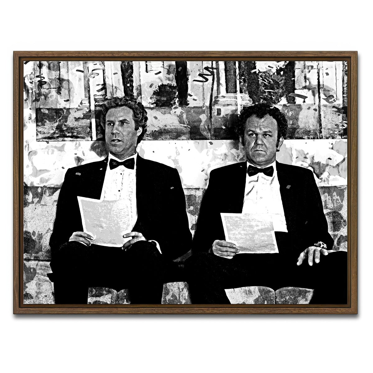 AUTO-MOCKUP WHITE | Step Brothers Grayscale | 1 Piece | Walnut Framed Canvas | group=4x3