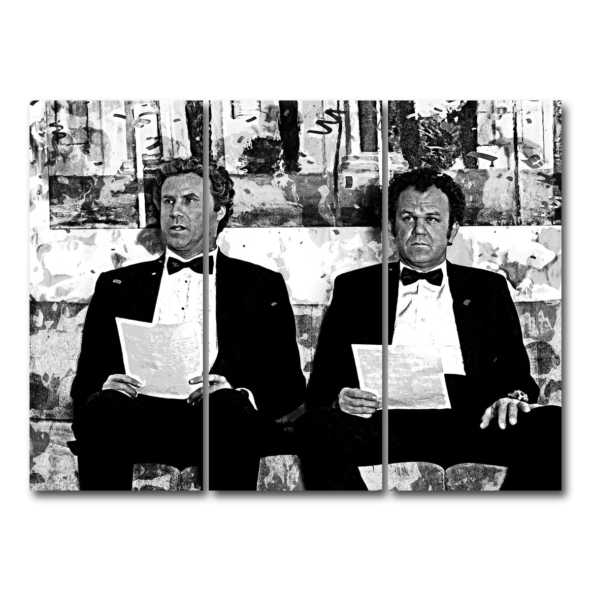 AUTO-MOCKUP WHITE | Step Brothers Grayscale | 3 Piece | Gallery Wrap Canvas | group=8x18