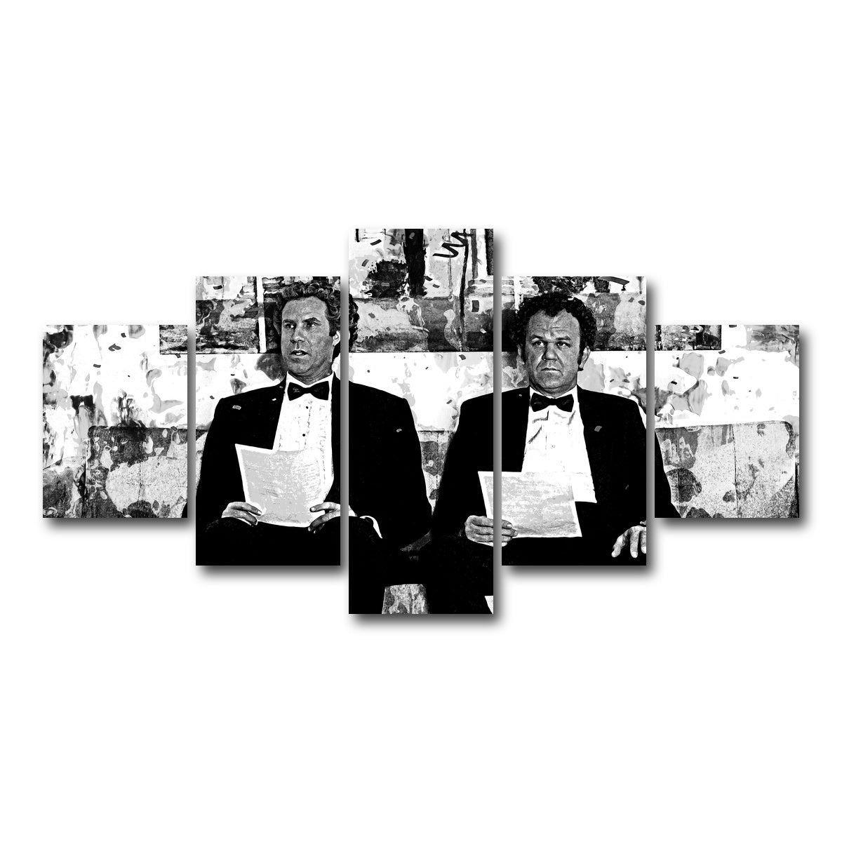 AUTO-MOCKUP WHITE | Step Brothers Grayscale | 5 Piece | Gallery Wrap Canvas | group=5_short