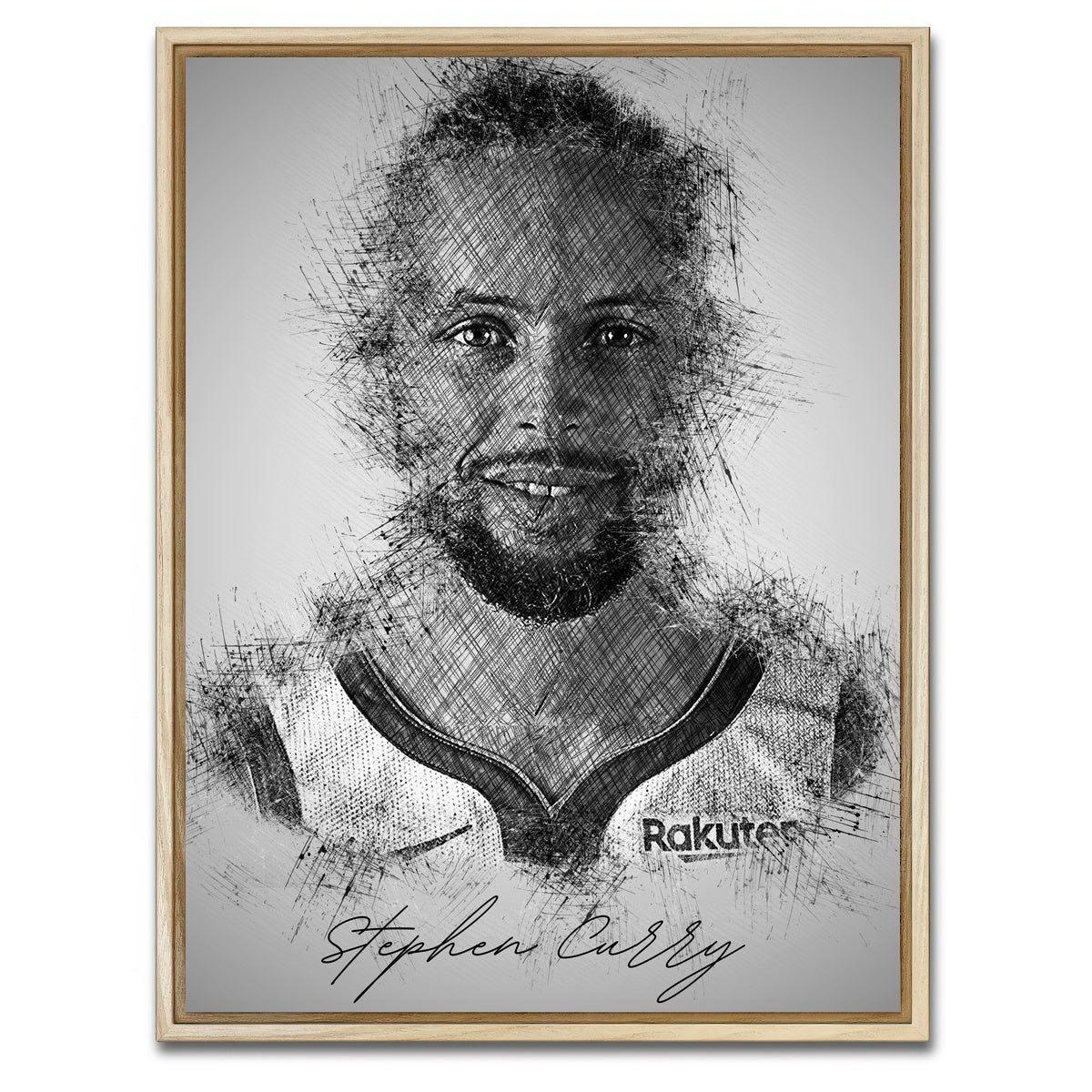 AUTO-MOCKUP WHITE | Stephen curry | 1 Piece | Natural Framed Canvas | group=3x4