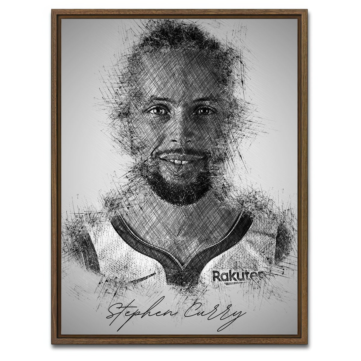 AUTO-MOCKUP WHITE | Stephen curry | 1 Piece | Walnut Framed Canvas | group=3x4
