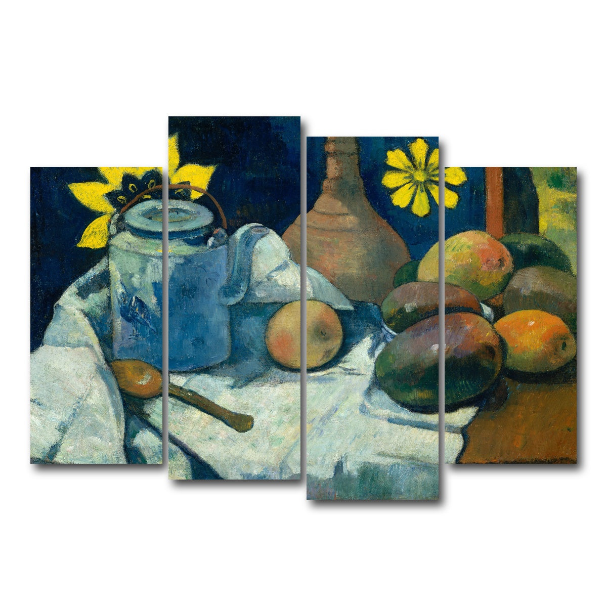 AUTO-MOCKUP WHITE | Still Life with Teapot and Fruit | 4 Piece | Gallery Wrap Canvas | group=4_normal