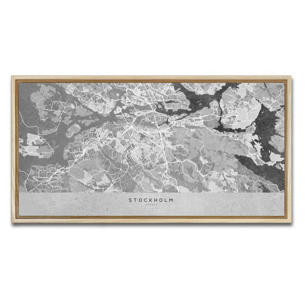 AUTO-MOCKUP WHITE | Stockholm Map 2 | 1 Piece | Natural Framed Canvas | group=2x1