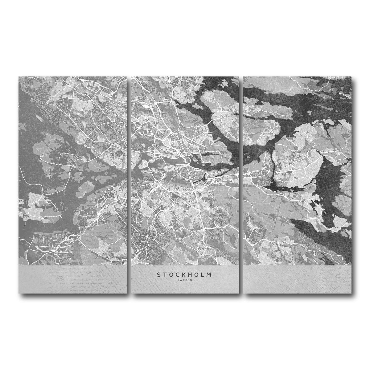 AUTO-MOCKUP WHITE | Stockholm Map 2 | 3 Piece | Gallery Wrap Canvas | group=12x24