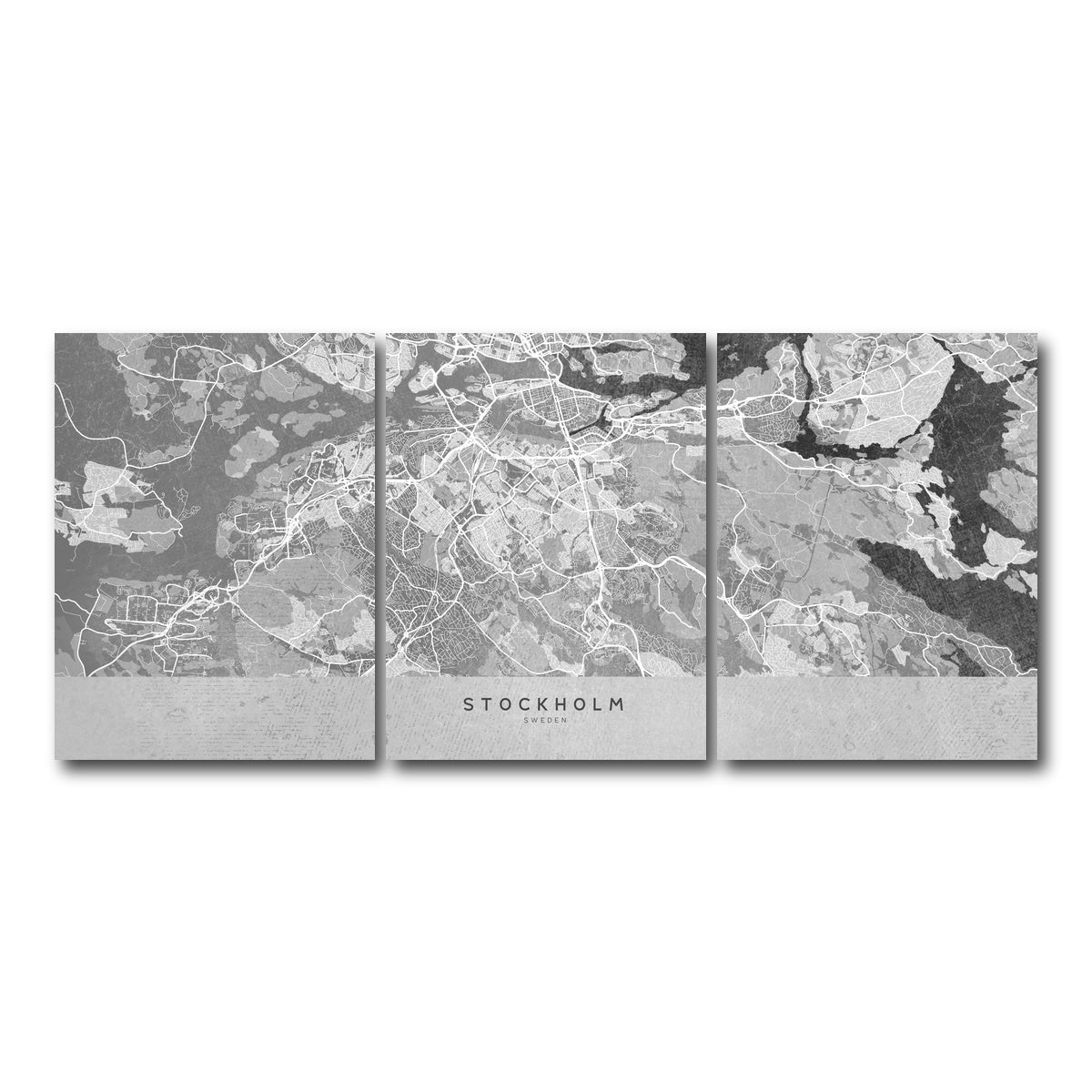 AUTO-MOCKUP WHITE | Stockholm Map 2 | 3 Piece | Gallery Wrap Canvas | group=18x24