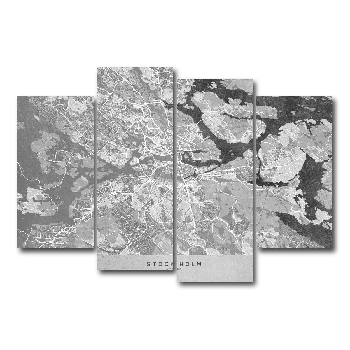 AUTO-MOCKUP WHITE | Stockholm Map 2 | 4 Piece | Gallery Wrap Canvas | group=4_short