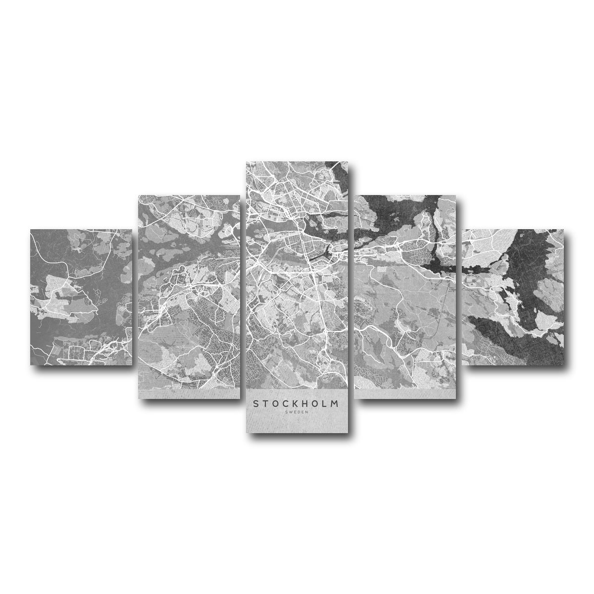 AUTO-MOCKUP WHITE | Stockholm Map 2 | 5 Piece | Gallery Wrap Canvas | group=5_short