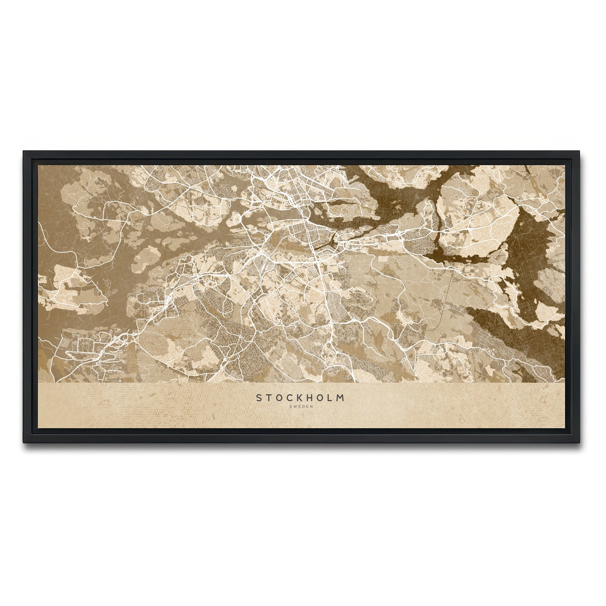 AUTO-MOCKUP WHITE | Stockholm Map | 1 Piece | Black Framed Canvas | group=2x1