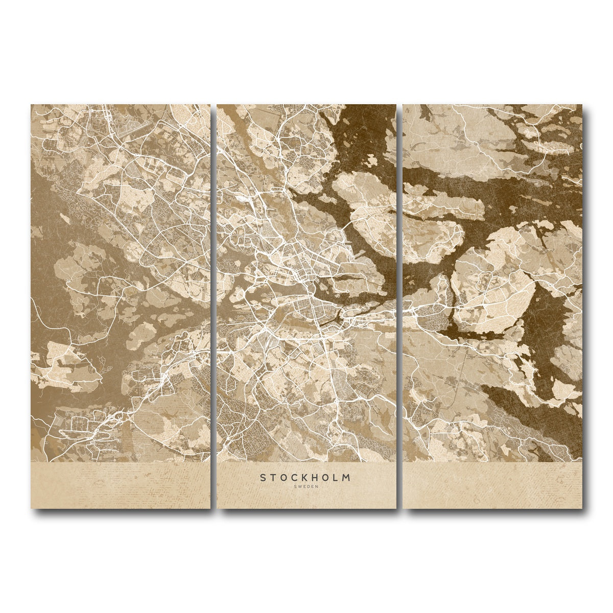 AUTO-MOCKUP WHITE | Stockholm Map | 3 Piece | Gallery Wrap Canvas | group=8x18