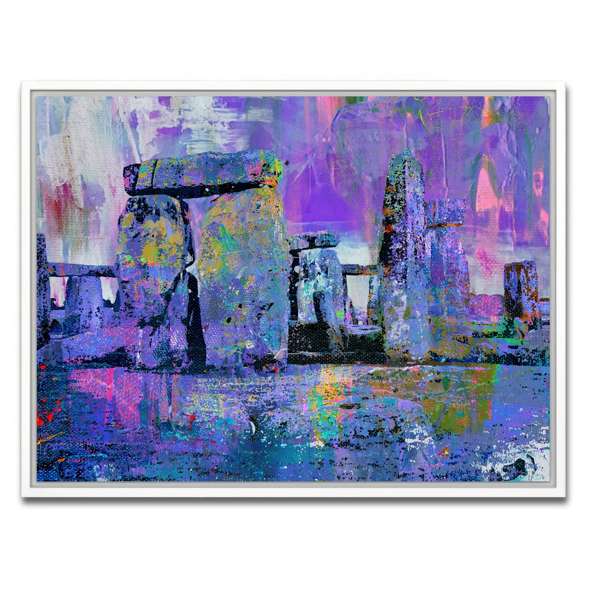 AUTO-MOCKUP WHITE | Stonehenge Abstract | 1 Piece | White Framed Canvas | group=4x3