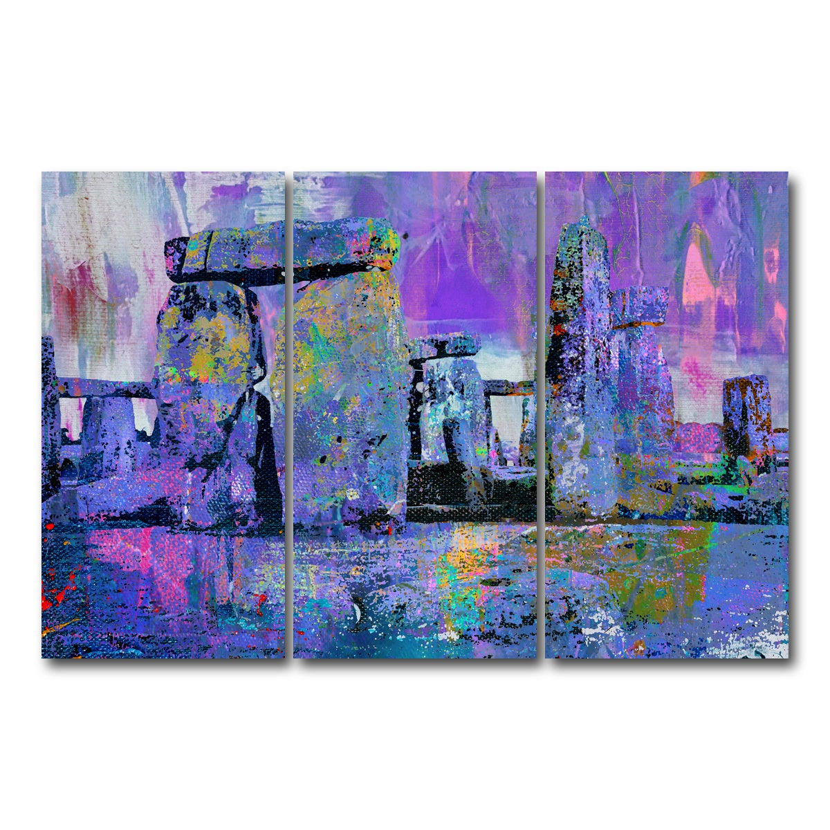 AUTO-MOCKUP WHITE | Stonehenge Abstract | 3 Piece | Gallery Wrap Canvas | group=12x24