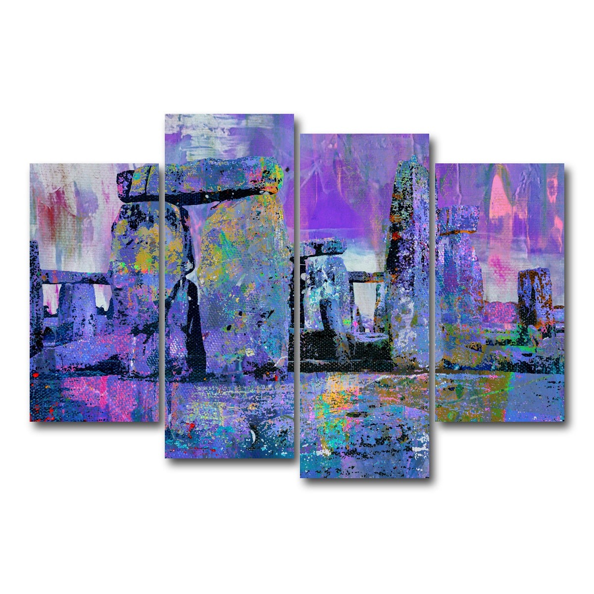 AUTO-MOCKUP WHITE | Stonehenge Abstract | 4 Piece | Gallery Wrap Canvas | group=4_short
