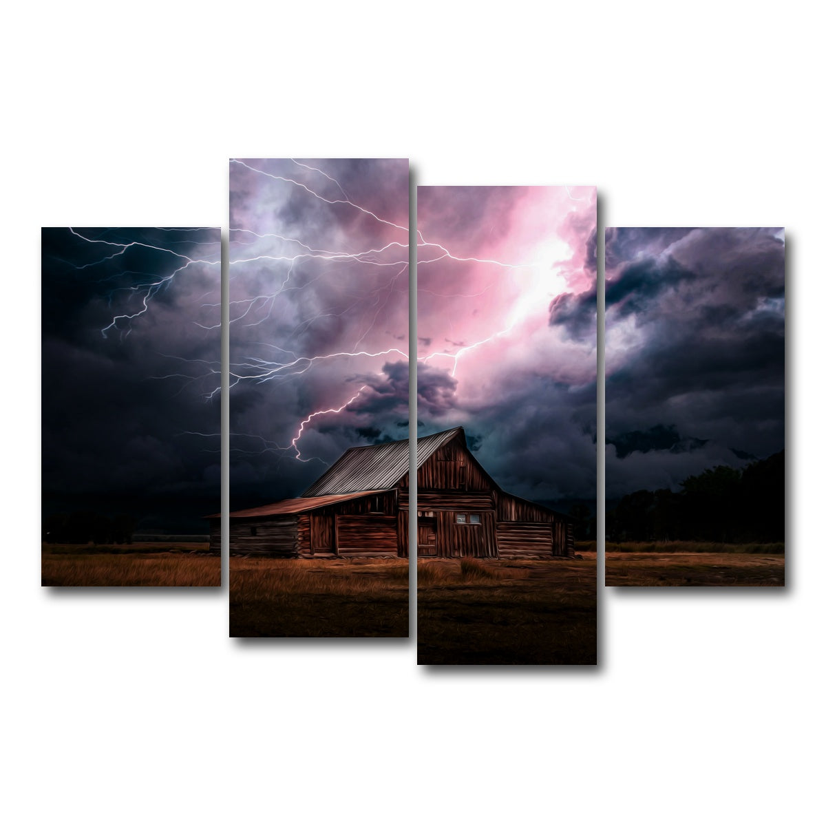 AUTO-MOCKUP WHITE | Storm Over the House | 4 Piece | Gallery Wrap Canvas | group=4_short