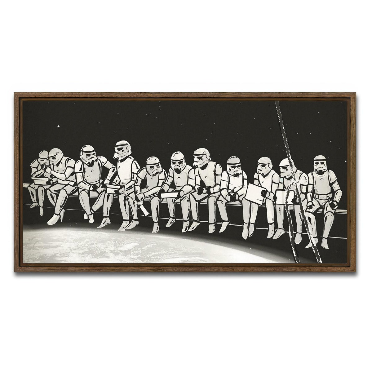 AUTO-MOCKUP WHITE | Storm Trooper Lunch on a Skyscraper | 1 Piece | Walnut Framed Canvas | group=2x1