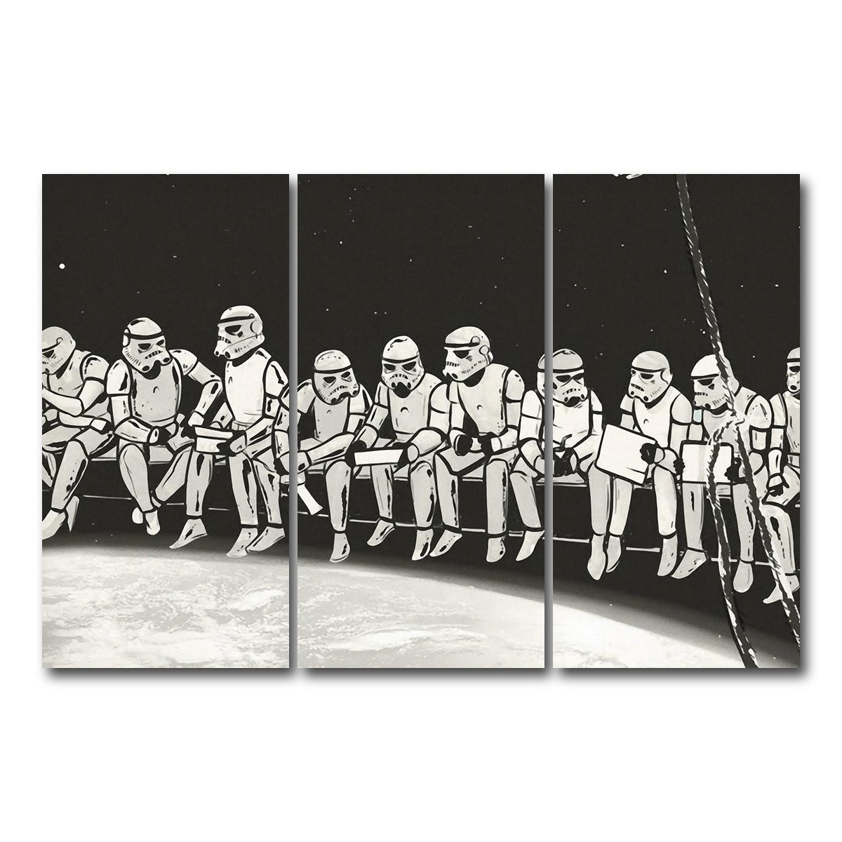 AUTO-MOCKUP WHITE | Storm Trooper Lunch on a Skyscraper | 3 Piece | Gallery Wrap Canvas | group=12x24