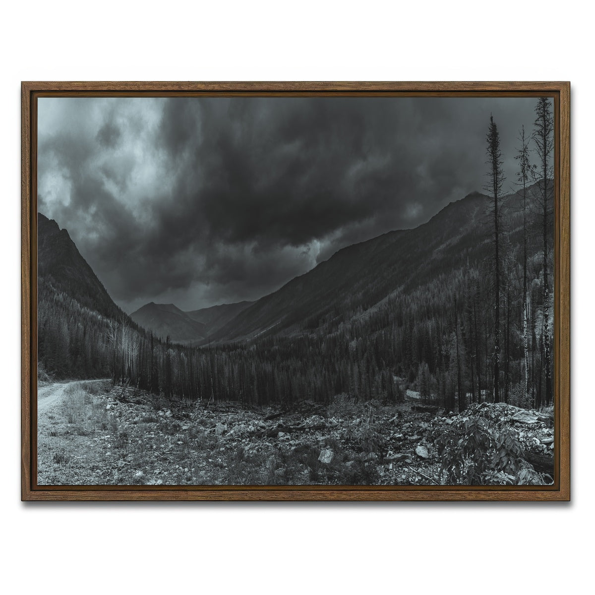 AUTO-MOCKUP WHITE | Stormy Skies | 1 Piece | Walnut Framed Canvas | group=4x3