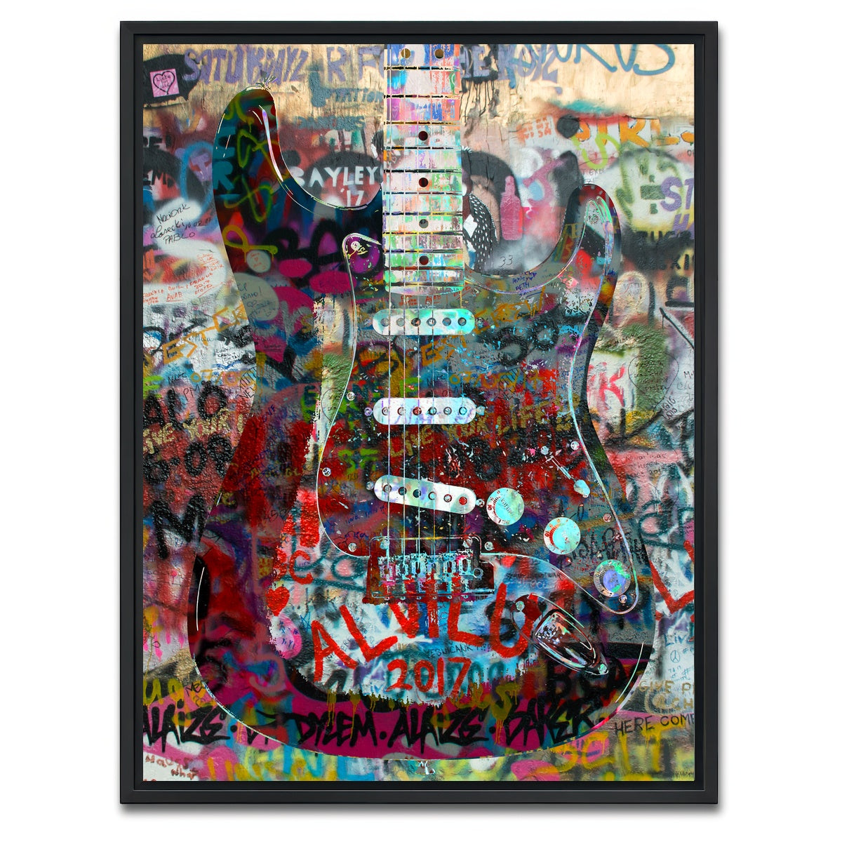 AUTO-MOCKUP WHITE | Strat Heavy Graffiti | 1 Piece | Black Framed Canvas | group=3x4