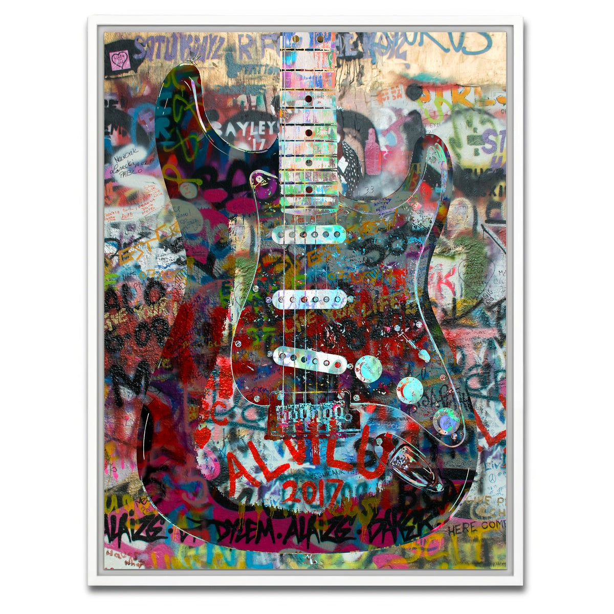 AUTO-MOCKUP WHITE | Strat Heavy Graffiti | 1 Piece | White Framed Canvas | group=3x4