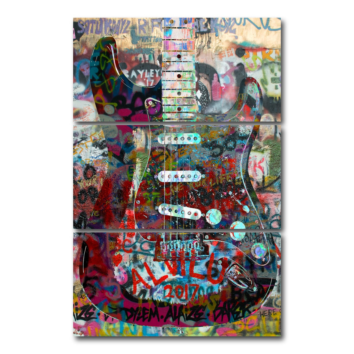 AUTO-MOCKUP WHITE | Strat Heavy Graffiti | 3 Piece | Gallery Wrap Canvas | group=12x24_stacked