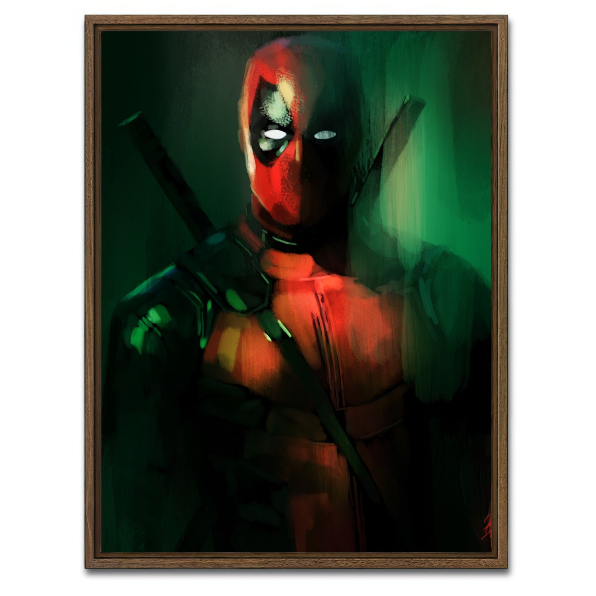 AUTO-MOCKUP WHITE | Streaks of Deadpool | 1 Piece | Walnut Framed Canvas | group=3x4