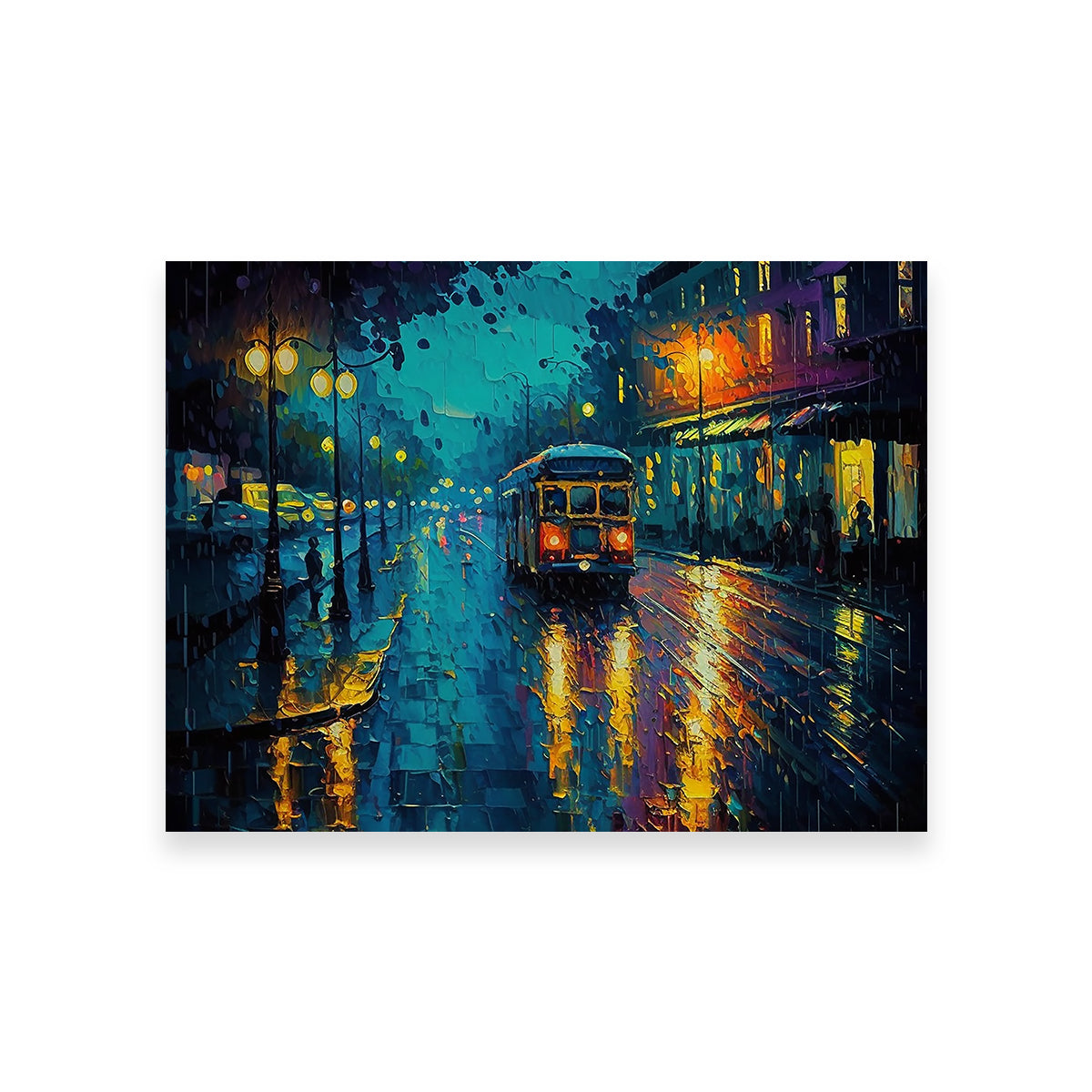 Street Car on a Rainy Evening