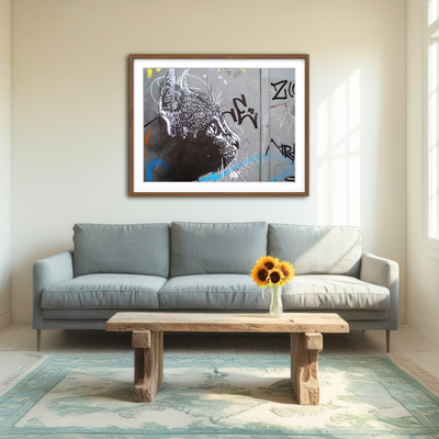 AUTO-MOCKUP ROOM | Street art cat Wall Art
