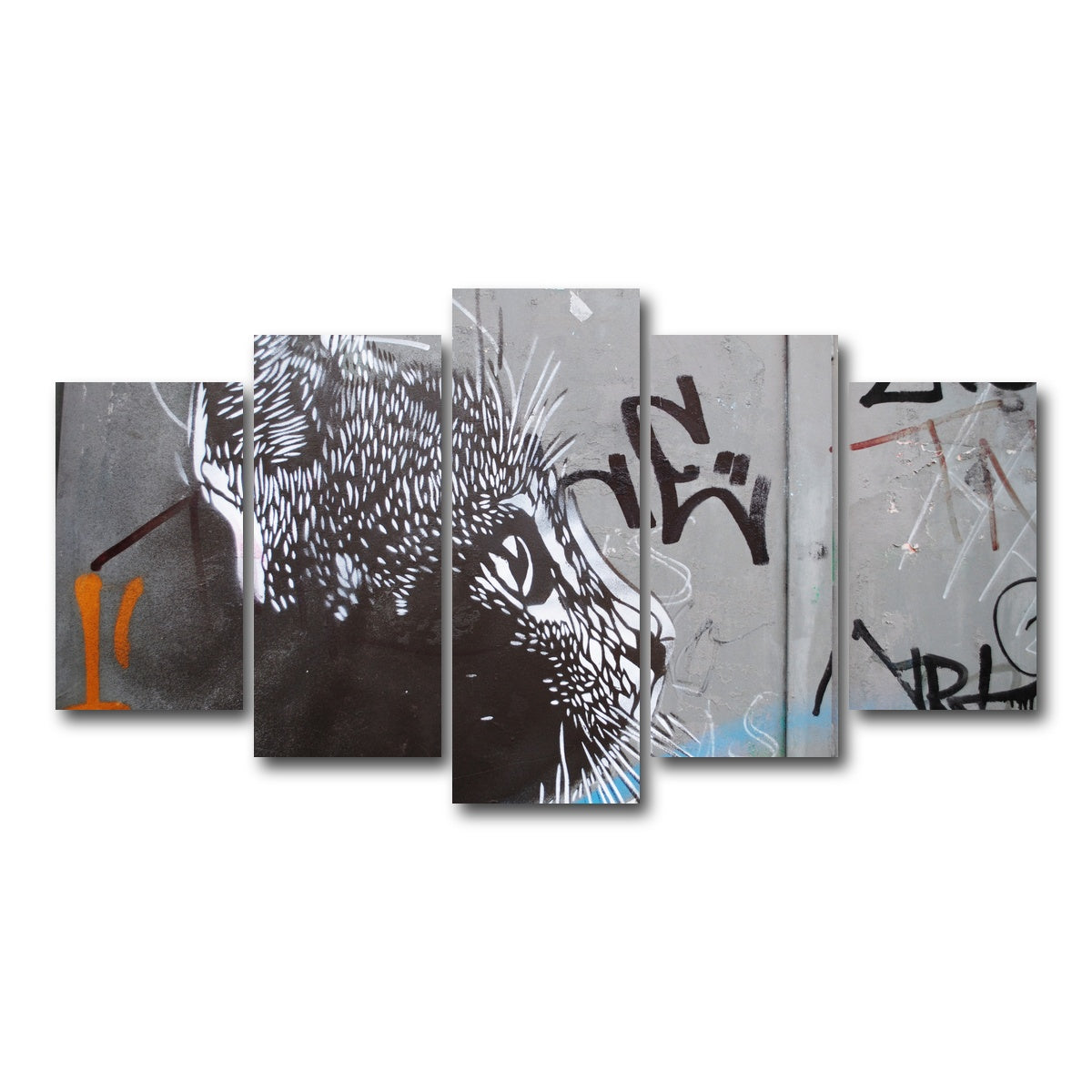 AUTO-MOCKUP WHITE | Street art cat | 5 Piece | Gallery Wrap Canvas | group=5_normal