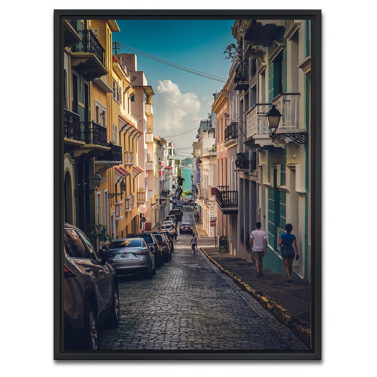 AUTO-MOCKUP WHITE | Street of San Juan Puerto Rico | 1 Piece | Black Framed Canvas | group=3x4