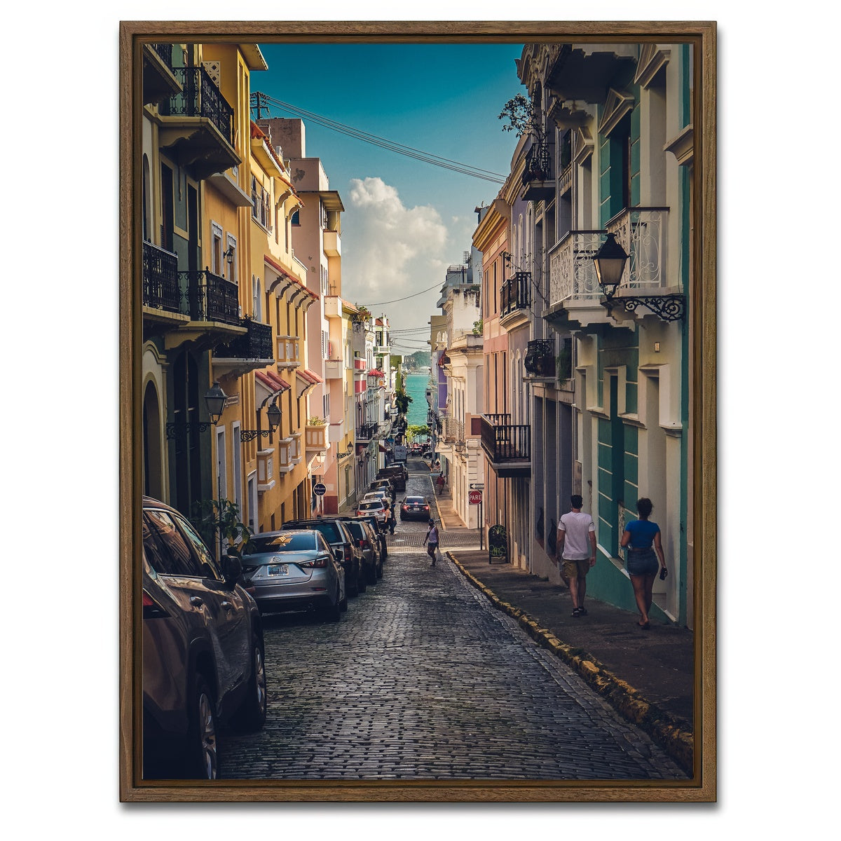 AUTO-MOCKUP WHITE | Street of San Juan Puerto Rico | 1 Piece | Walnut Framed Canvas | group=3x4