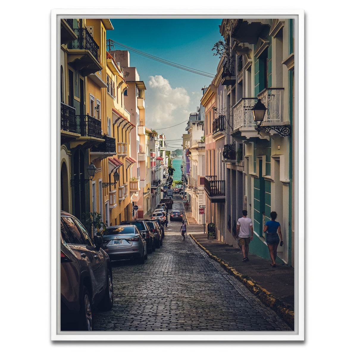 AUTO-MOCKUP WHITE | Street of San Juan Puerto Rico | 1 Piece | White Framed Canvas | group=3x4