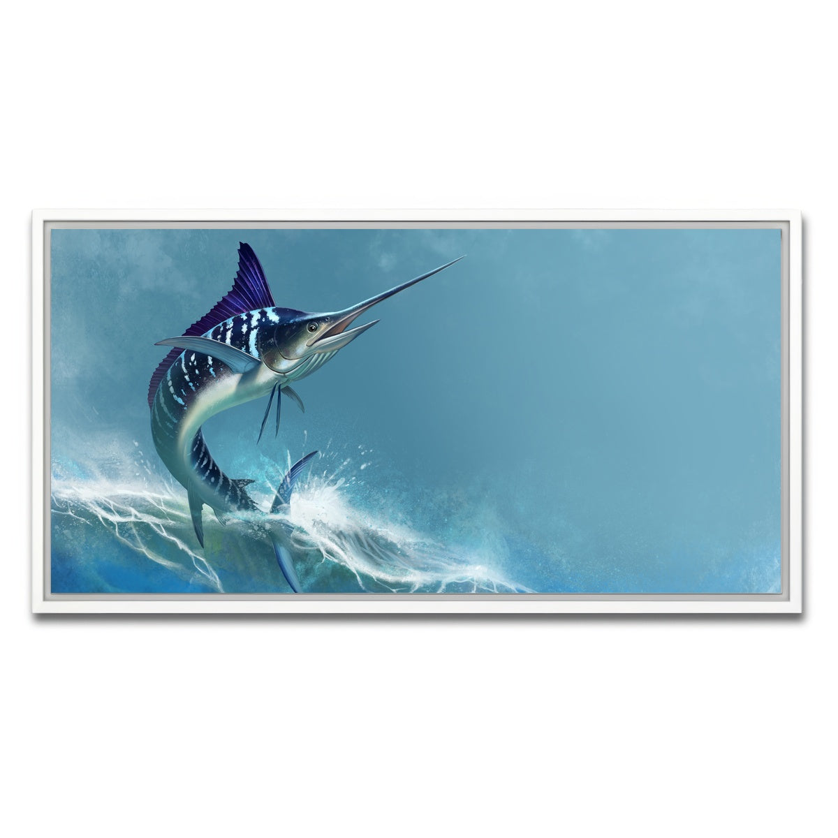 AUTO-MOCKUP WHITE | Striped marlin on sea | 1 Piece | White Framed Canvas | group=2x1
