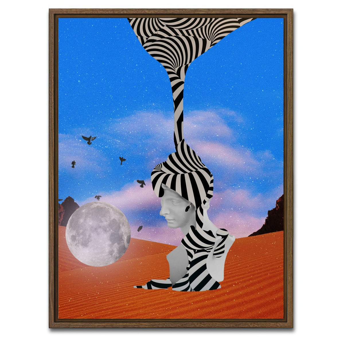 AUTO-MOCKUP WHITE | Stripes Abstract | 1 Piece | Walnut Framed Canvas | group=3x4