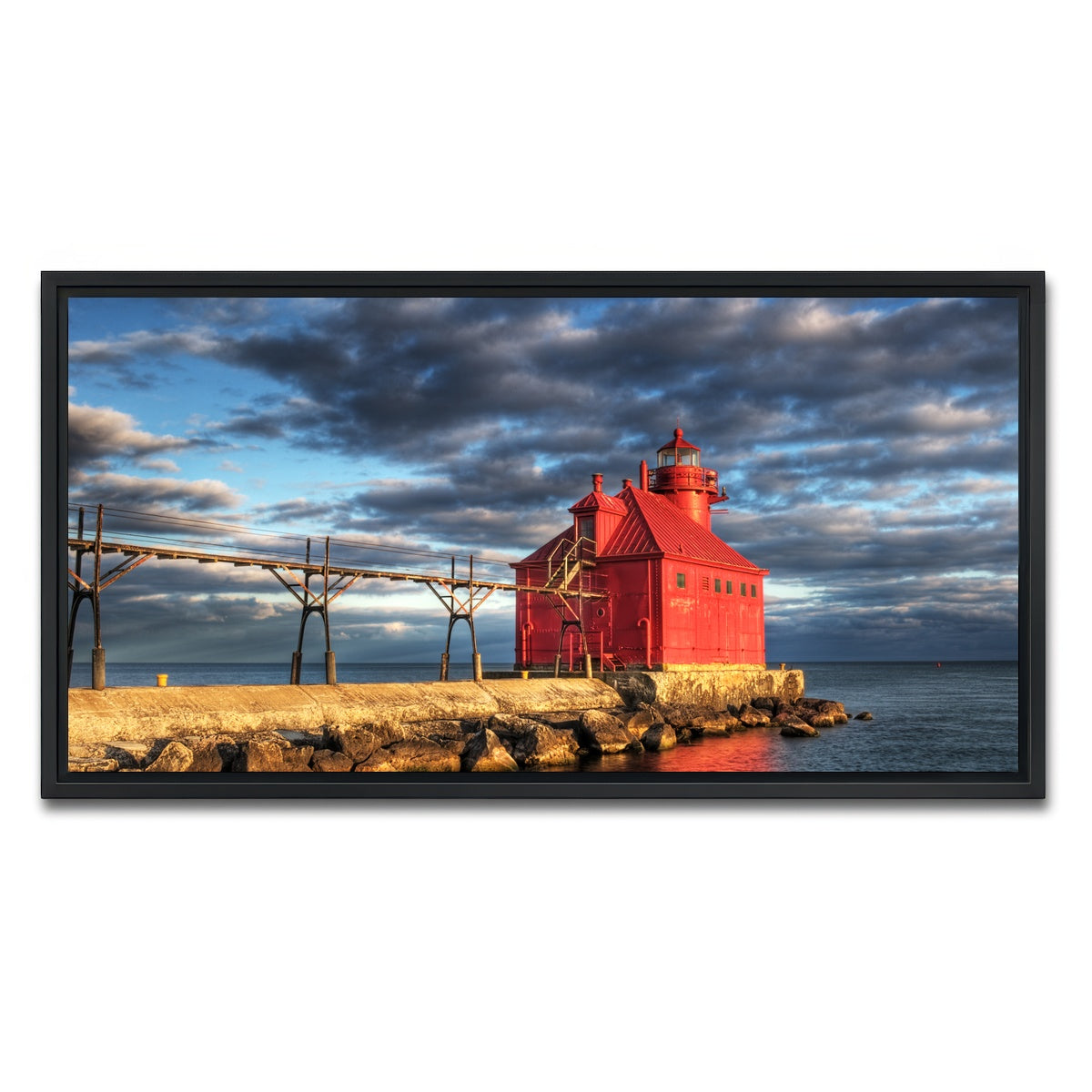AUTO-MOCKUP WHITE | Sturgeon Bay Lighthouse | 1 Piece | Black Framed Canvas | group=2x1
