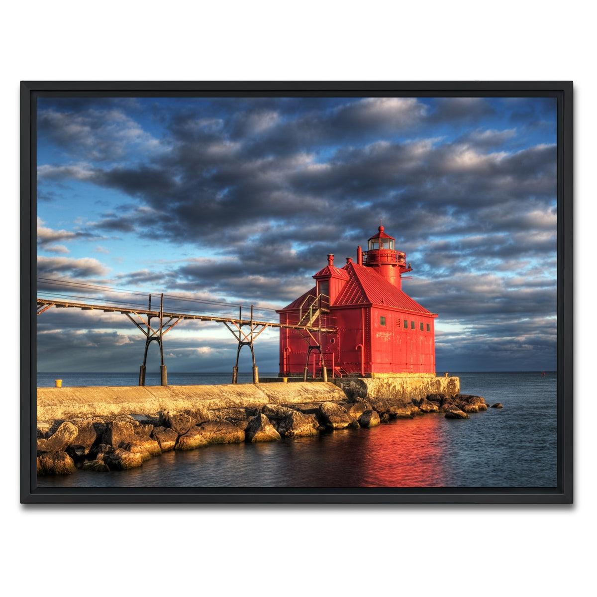 AUTO-MOCKUP WHITE | Sturgeon Bay Lighthouse | 1 Piece | Black Framed Canvas | group=4x3